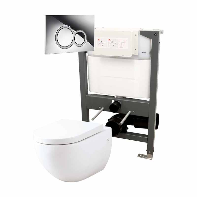 Essentials 820mm Frame & Opaz Pan Pack Inc Round Flush Plate