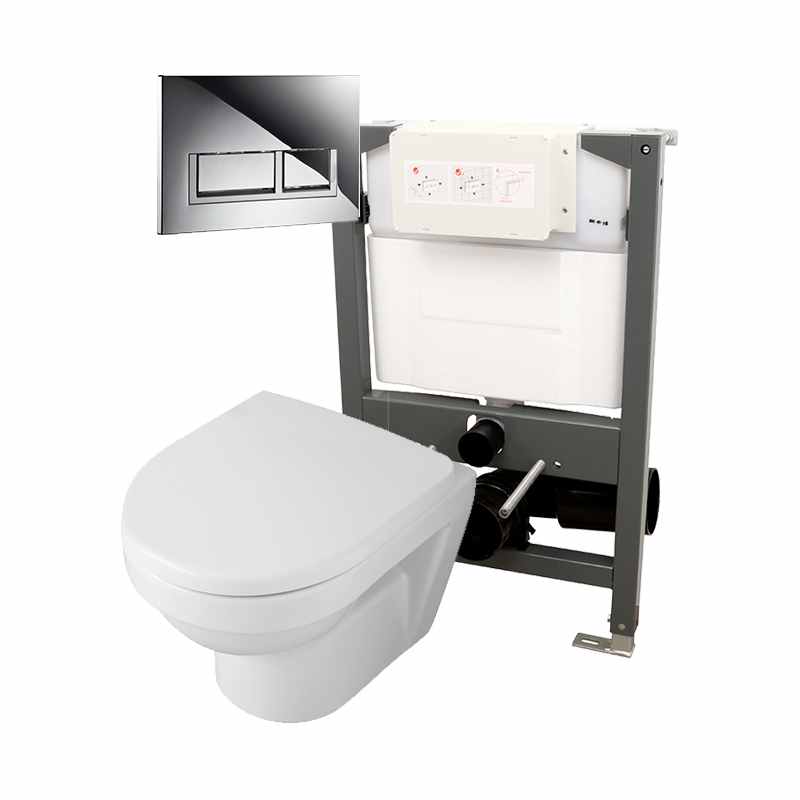 Essentials Frame 820mm & Opaz 2 Compact Wall Hung WC Pack 820t