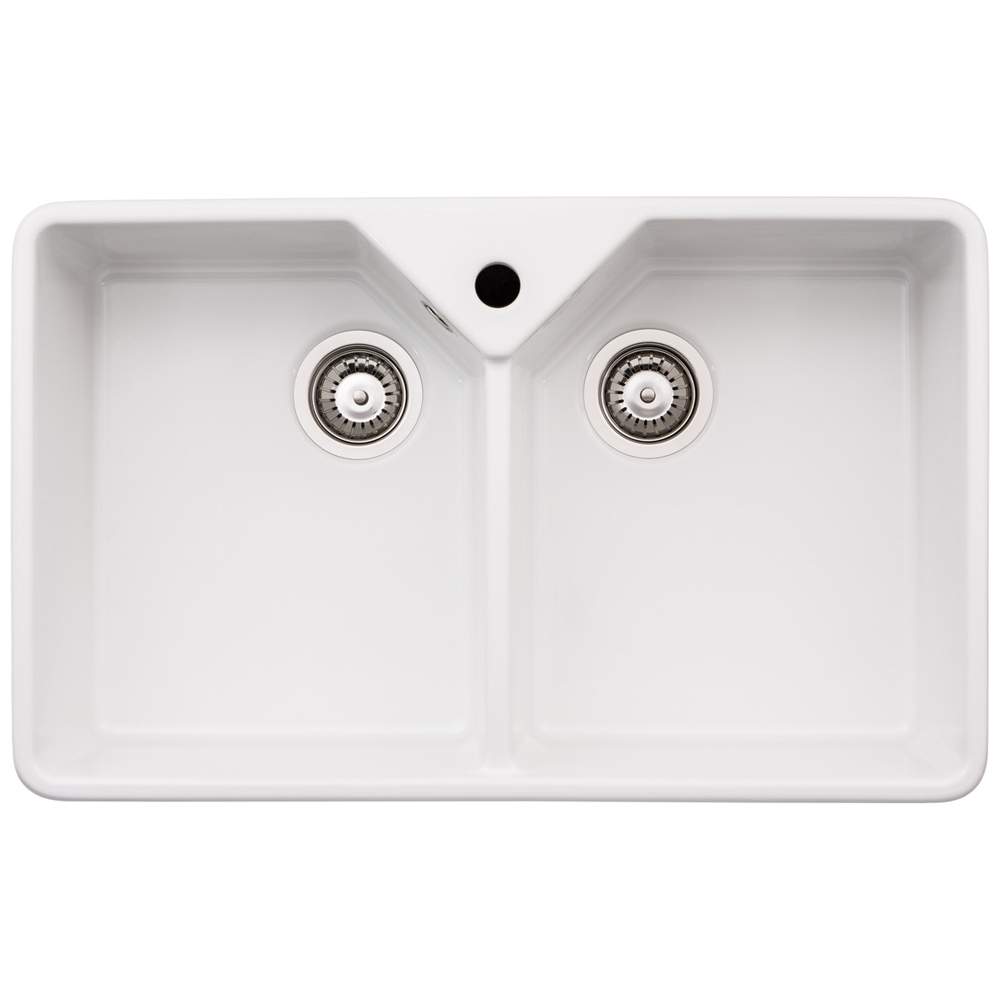 Abode Provincial Large 2 Bowl Undermount Kitchen Sink - White