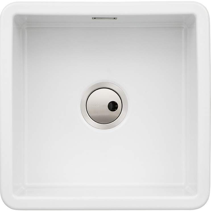 Abode Sandon 1 Bowl Ceramic Undermount / Inset Kitchen Sink - White