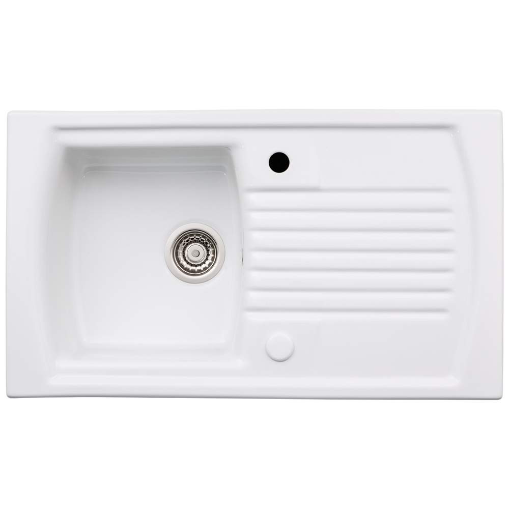 Abode Milford 1 Bowl & Drainer Ceramic Inset Kitchen Sink - White