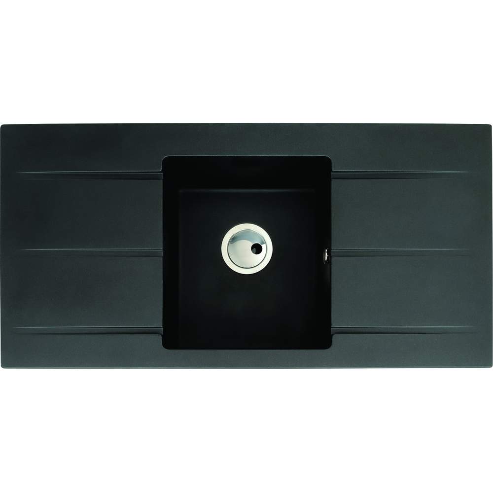 Abode Zero 1 Bowl & Double Drainer Granite Inset Sink - Black Metallic