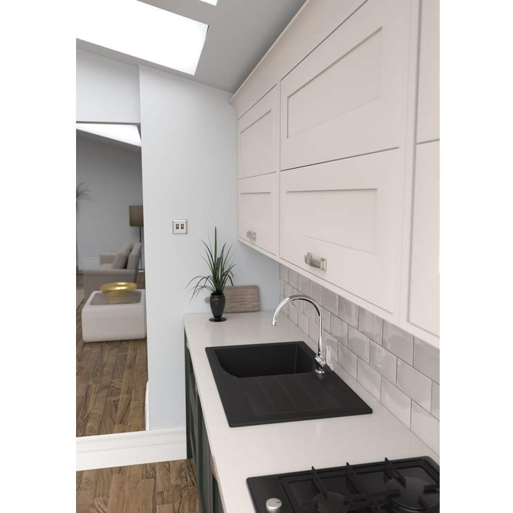 Abode Oriel 1 Bowl & Drainer Granite Inset Kitchen Sink - Black Granite