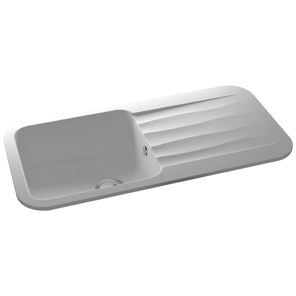Abode Dune 1 Bowl & Drainer Granite Inset Sink - Frost White