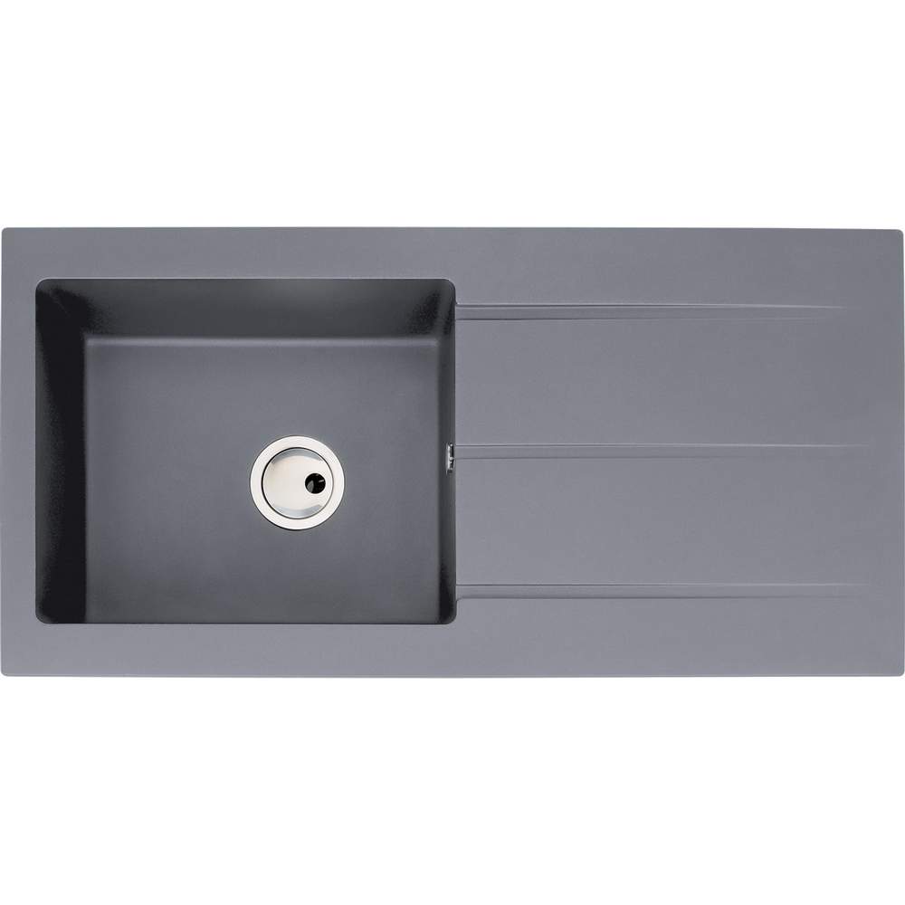 Abode Zero 1 Bowl & Drainer Granite Inset Kitchen Sink - Grey Metallic