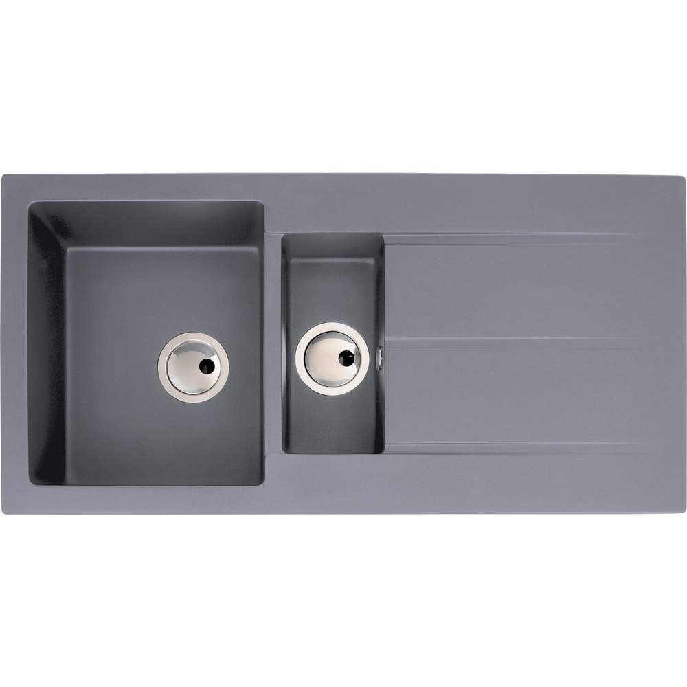 Abode Zero 1.5 Bowl & Drainer Granite Inset Kitchen Sink - Grey Metallic