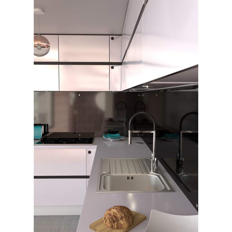 Abode Connekt 1 Bowl & Drainer Inset Stainless Steel Kitchen Sink