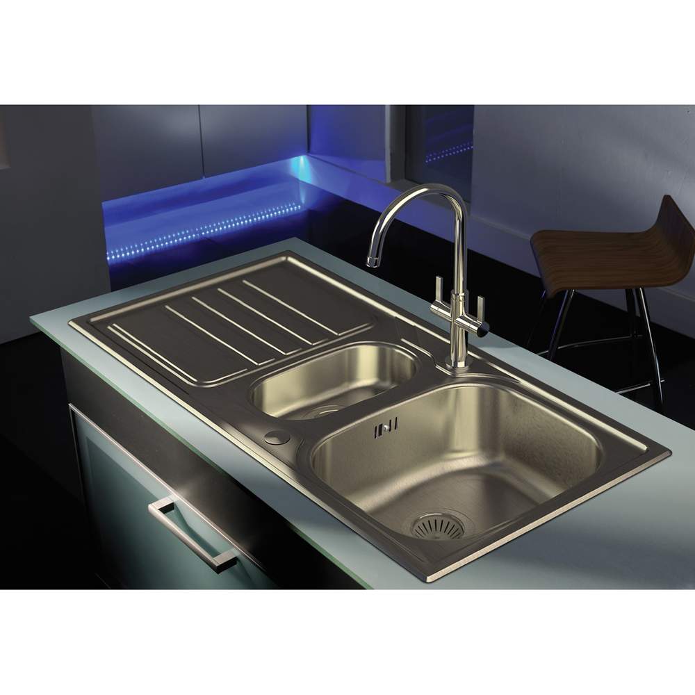 Abode Mikro 1.5 Bowl & Drainer Inset Stainless Steel Kitchen Sink