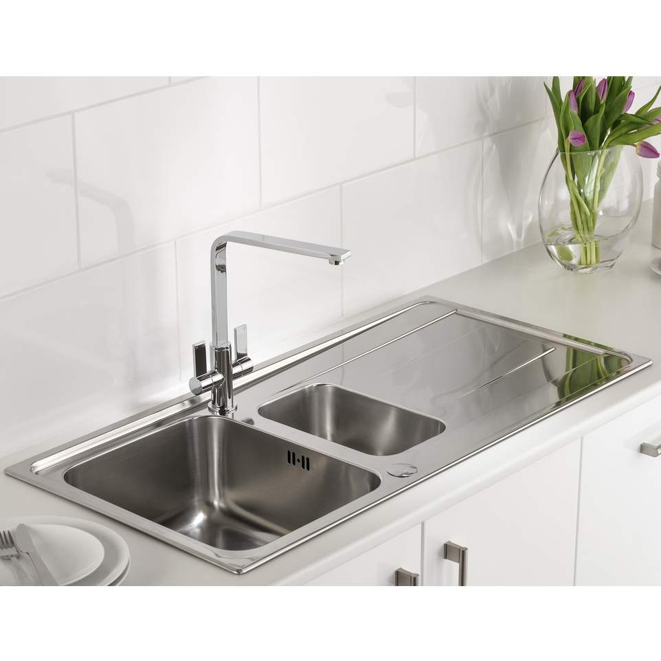 Abode Ixis 1.5 Bowl & Drainer Inset Stainless Steel Kitchen Sink