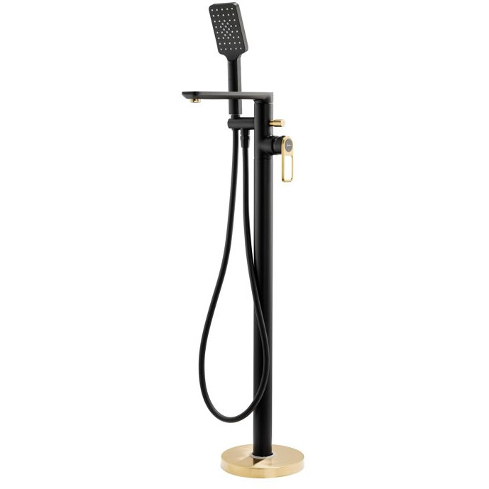 Abode Levarto Matt Black and Brass Free Standing Bath Shower Mixer