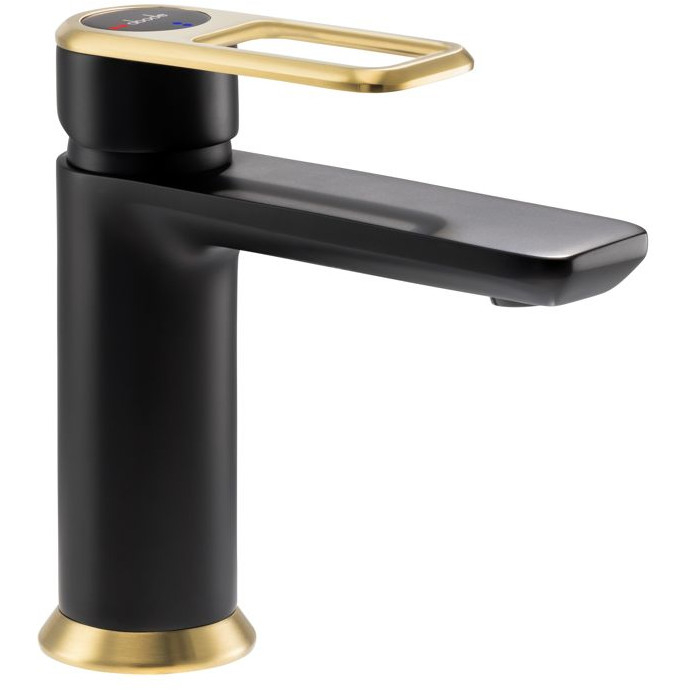 Abode Levarto Matt Black & Brass Basin Mixer Tap