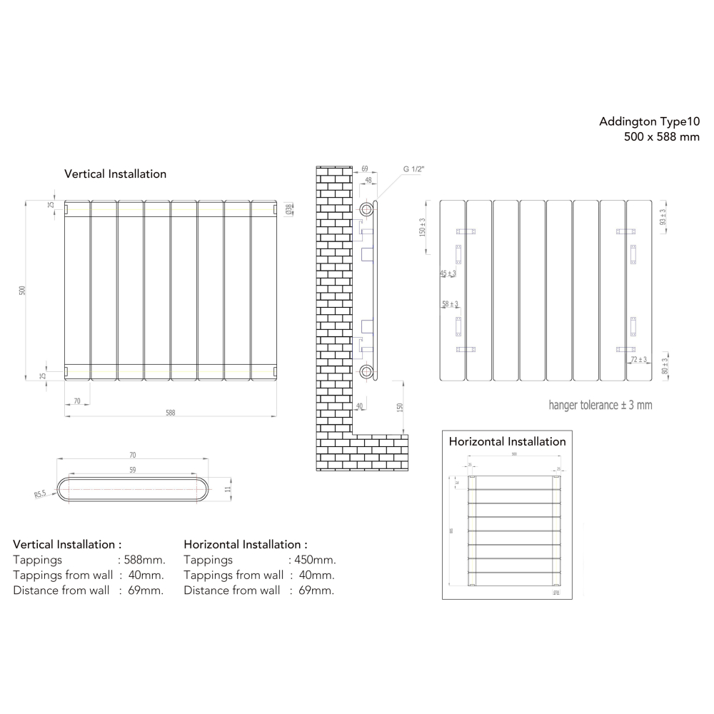 Eastbrook Addington 500 x 588 Gloss White Type10 Radiator - 91.0002 ...