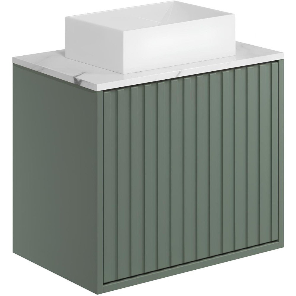 Scudo Alfie 600mm Reed Green Wall Hung Vanity Unit with Countertop Basin