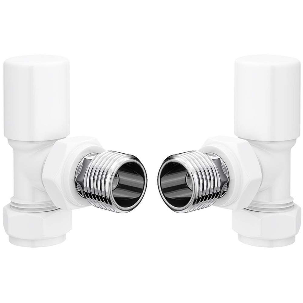 Angled Pattern Radiator Valves - White 