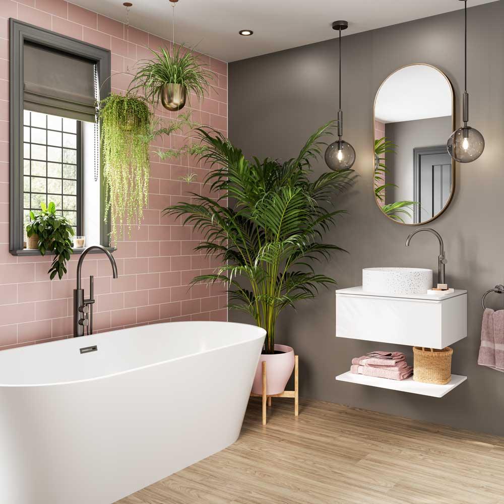 Multipanel Antique Rose Metro Tile Effect Shower Board