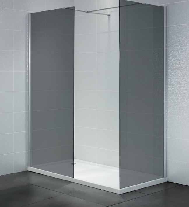 April Identiti 800mm Wetroom Smoked Glass Shower Panel