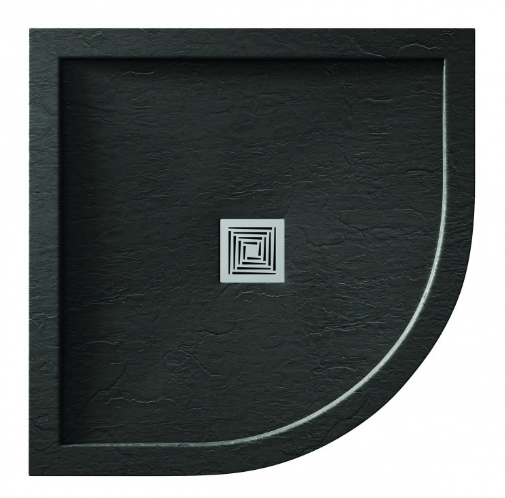 Aqualavo Black Slate Effect Quadrant Shower Tray 900mm
