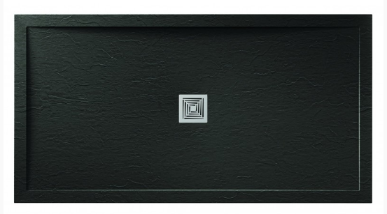 Aqualavo Black Slate Effect Shower Tray 1000 x 900mm