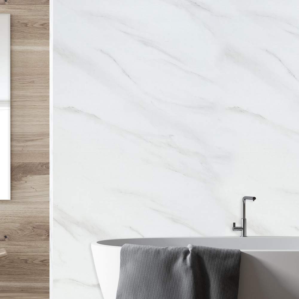 White Marble M1 PVC Wetpanel Shower Board 2400 x 1000mm
