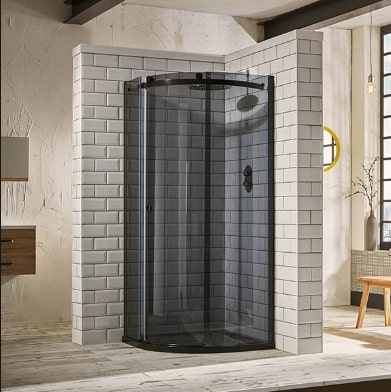 Aquaglass+ Sphere 900x900mm One Door Black Glass Quadrant Shower Enclosure