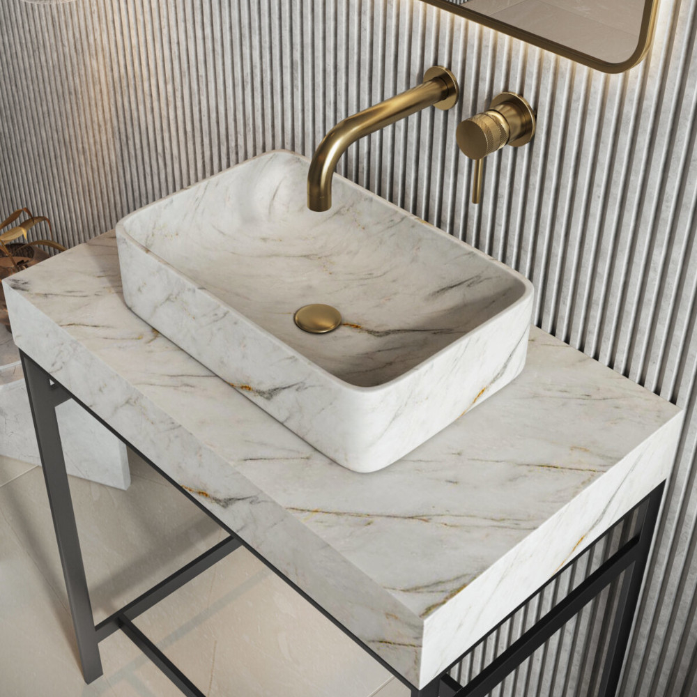 Scudo Sanctuary Arabescato White Marble Rectangle 420 Basin