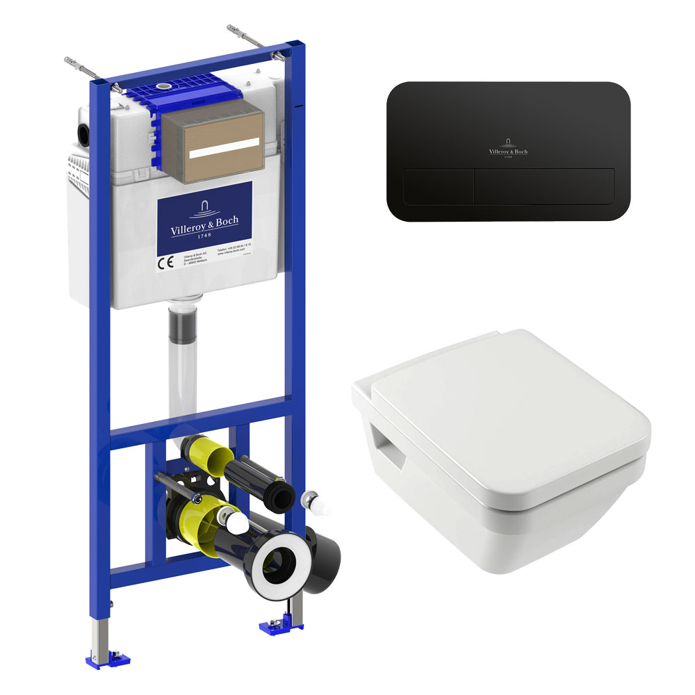 Villeroy & Boch Architectura Square WC, Seat & Frame Bundle Black Flush Plate