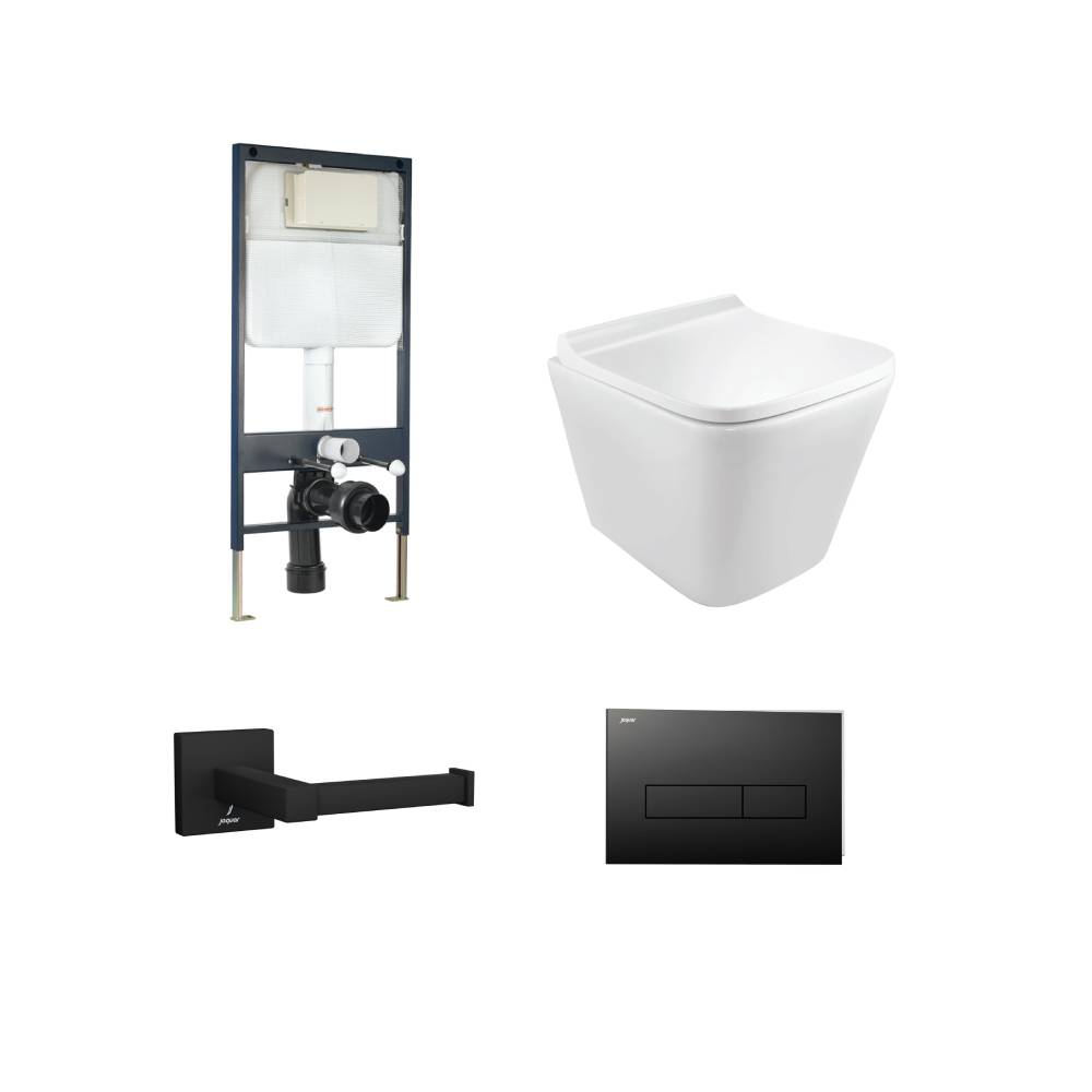Jaquar Aria Rimless Wall Hung Toilet Black Matt Bundle 