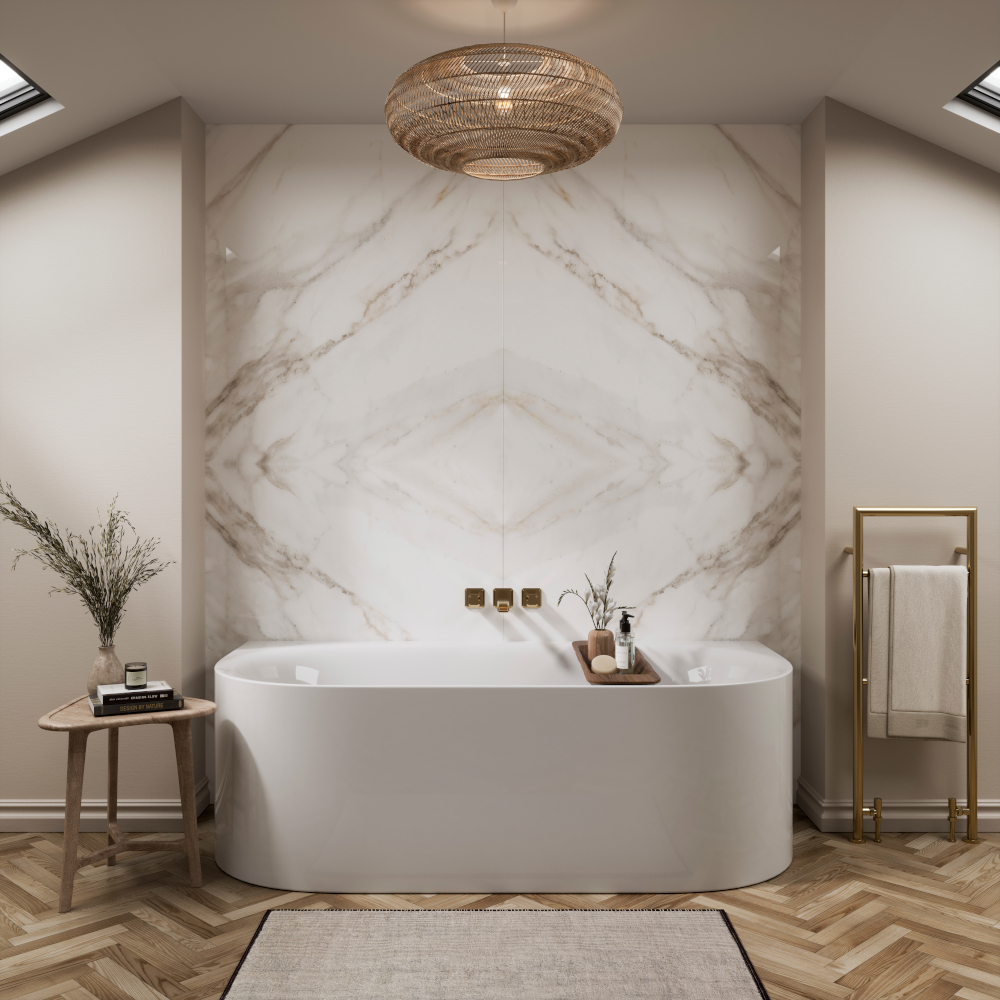 Ariston Book Matched Showerwall Acrylic Wall Panels - 2 * 2400x1200mm Pattern Matched Panels