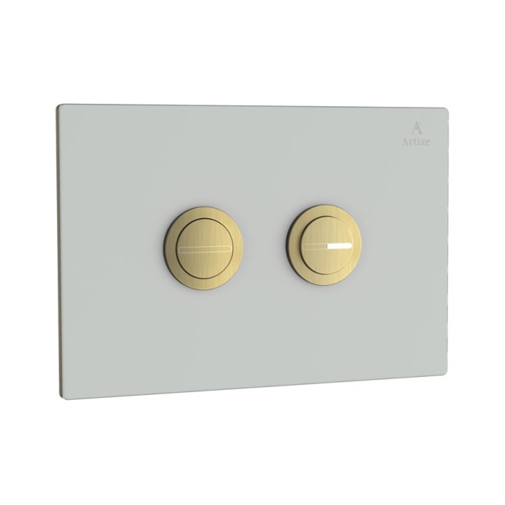 Artize Cilica Pneumatic White Glass Antique Bronze Dual Flush Button