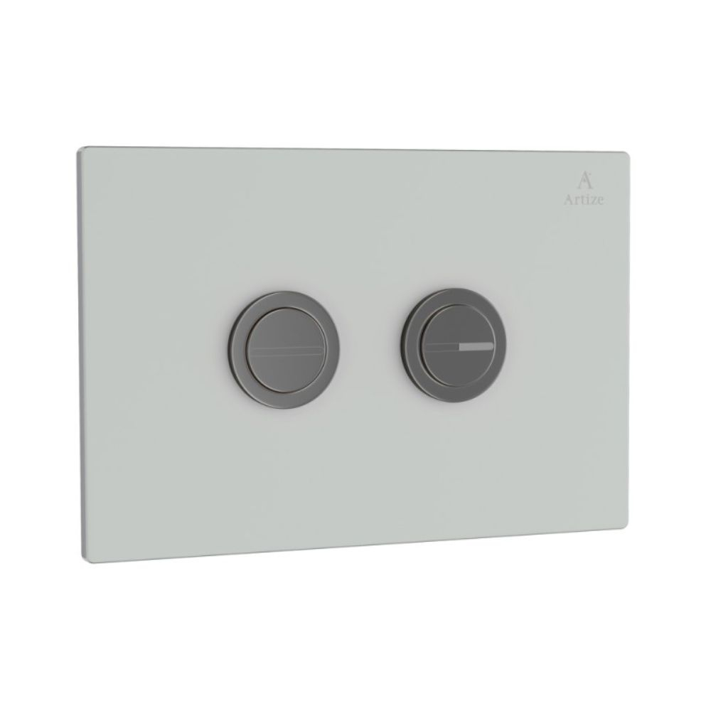 Artize Cilica Pneumatic White Glass Dual Flush Button In Black Chrome