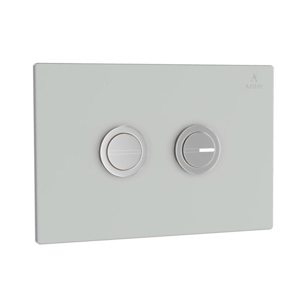 Artize Cilica Pneumatic White Glass Dual Flush Button In Chrome