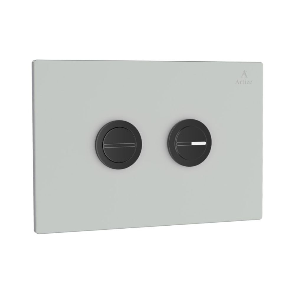 Artize Cilica Pneumatic White Glass Dual Flush Button In Black Matt