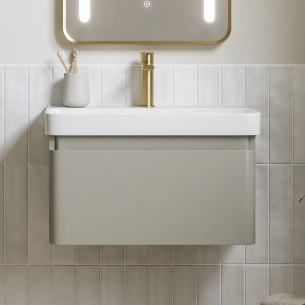 Aylesbury 500mm Matt Latte 1 Drawer Wall Hung Vanity Unit