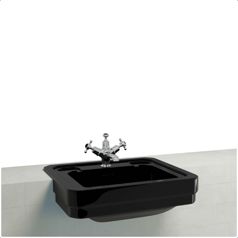 Burlington Jet Classic 580mm Semi Recessed Basin - Jet Black