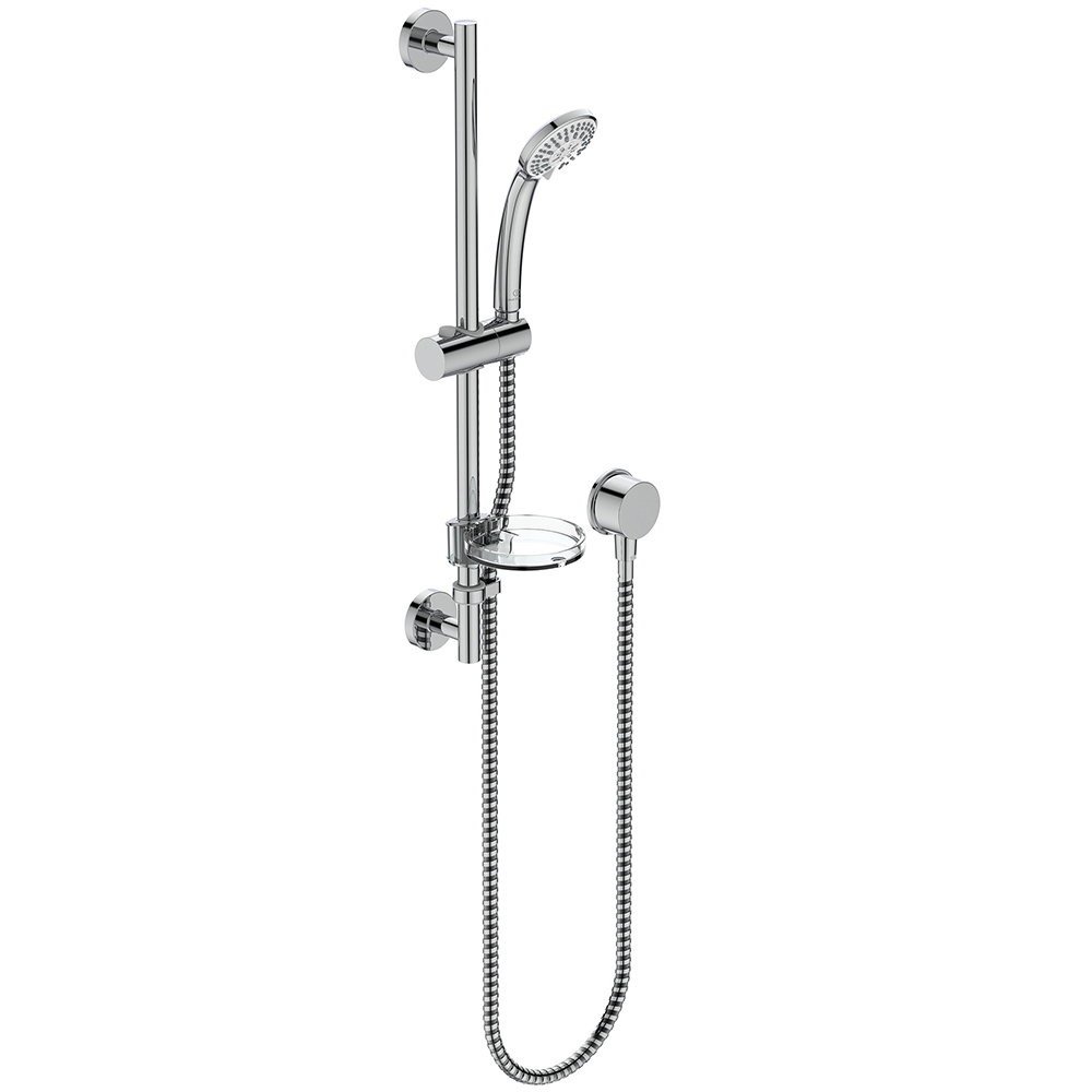Ideal Standard Idealrain S3 Shower Kit with 80mm 3-Function Handset, 600mm Rail and 1.35m Hose - Chrome