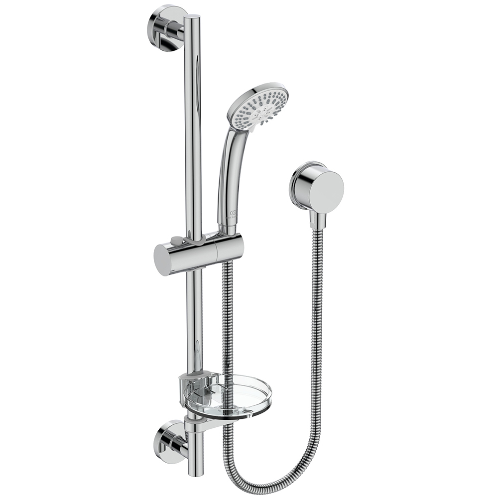 Ideal Standard Idealrain S3 Shower Kit with 80mm 3-Function Handset, 600mm Rail and 1.8m Hose- Chrome