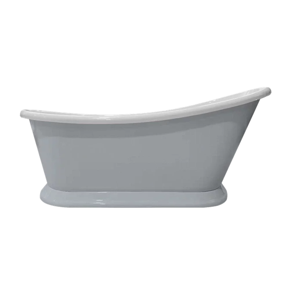 Bayswater Free Standing Plummett Grey Slipper Boat Bath