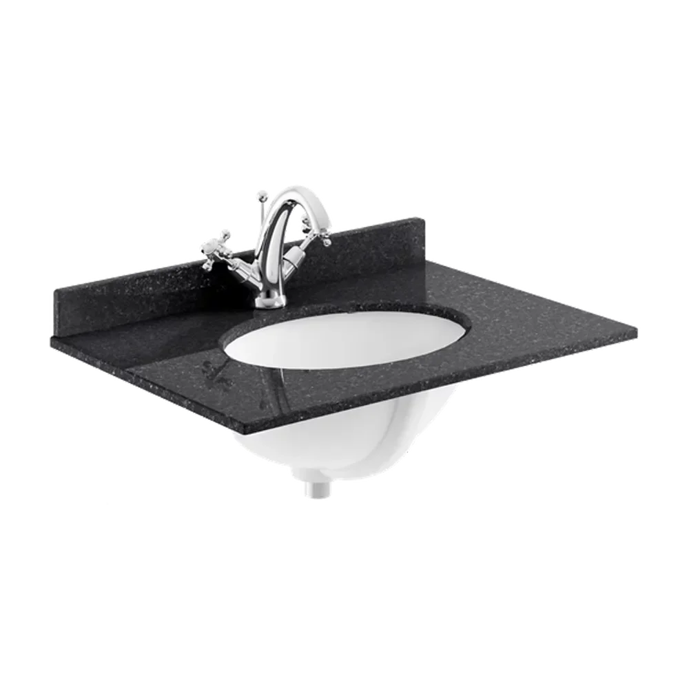 Bayswater 600mm Black Marble 1 Tap Hole Under Counter Basin and Worktop