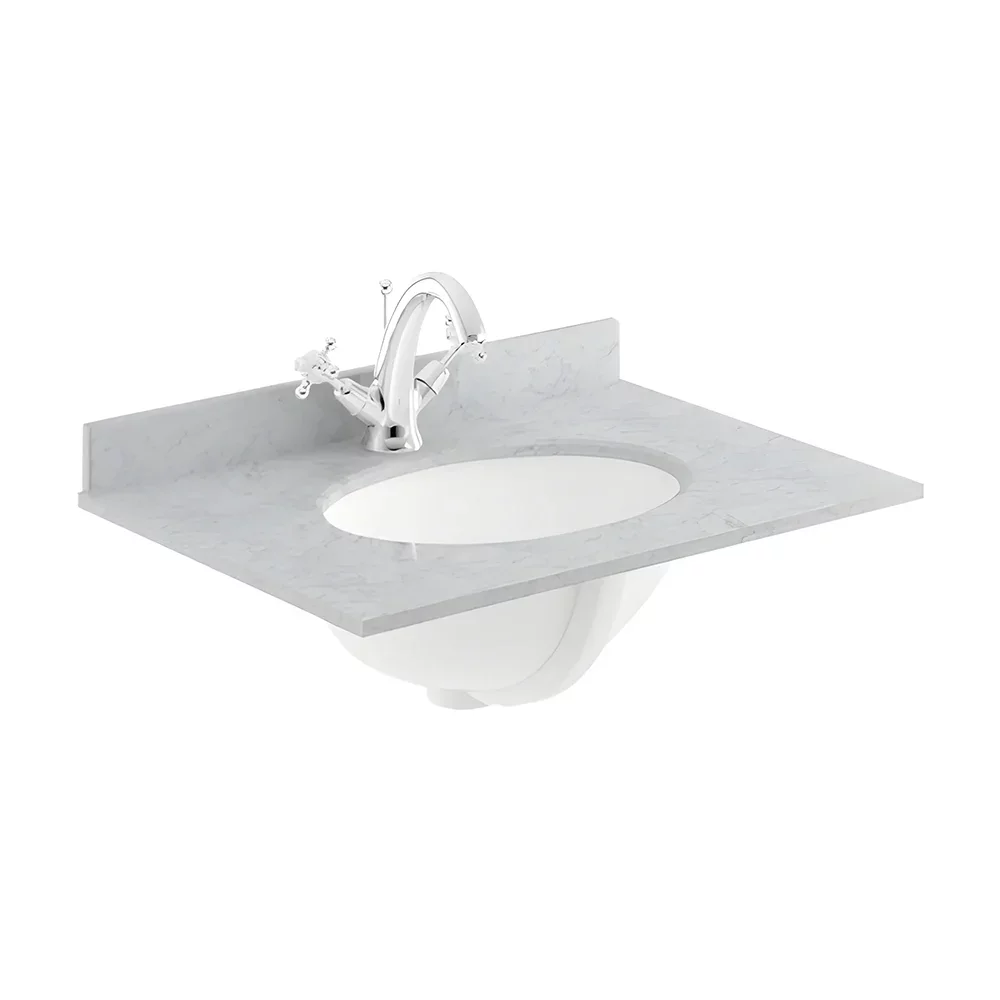 Bayswater 600mm Grey Marble 1 Tap Hole Under Counter Basin and Worktop