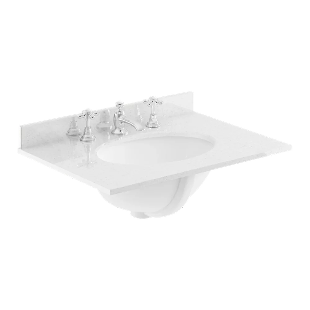 Bayswater 600mm White Marble 3 Tap Hole Under Counter Basin and Worktop
