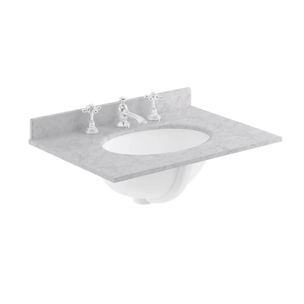 Bayswater 600mm Grey Marble 3 Tap Hole Under Counter Basin and Worktop