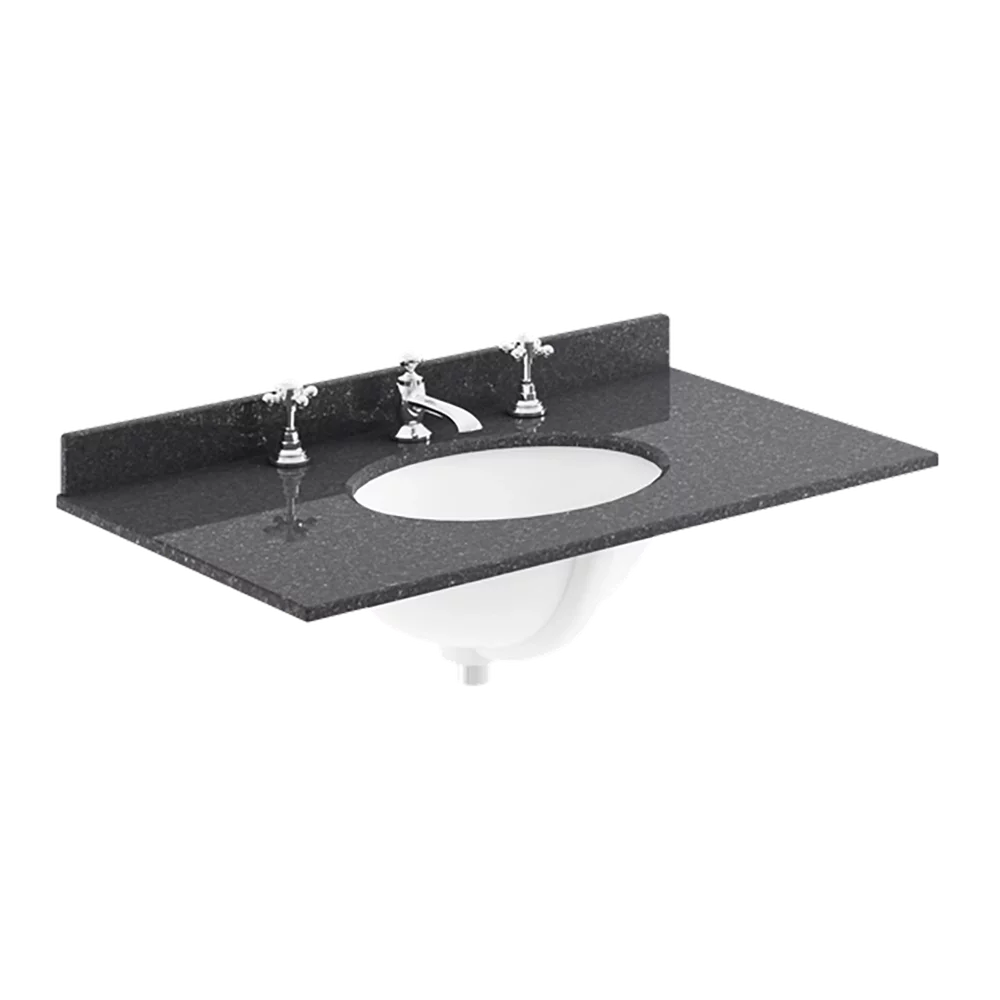 Bayswater 800mm Black Marble 3 Tap Hole Under Counter Basin and Worktop