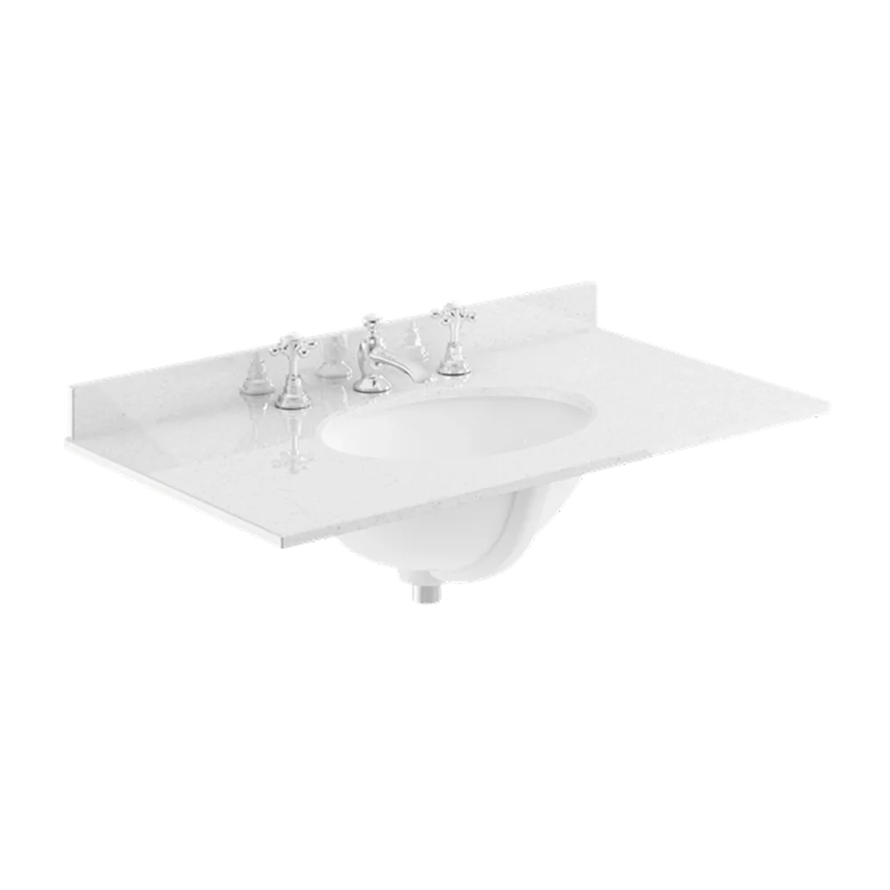 Bayswater 800mm White Marble 3 Tap Hole Under Counter Basin and Worktop