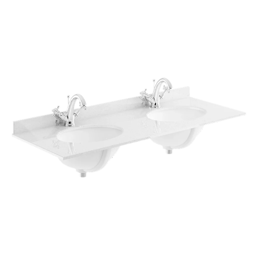 Bayswater 1200mm White Marble 1 Tap Hole Under Counter Twin Basin and Worktop