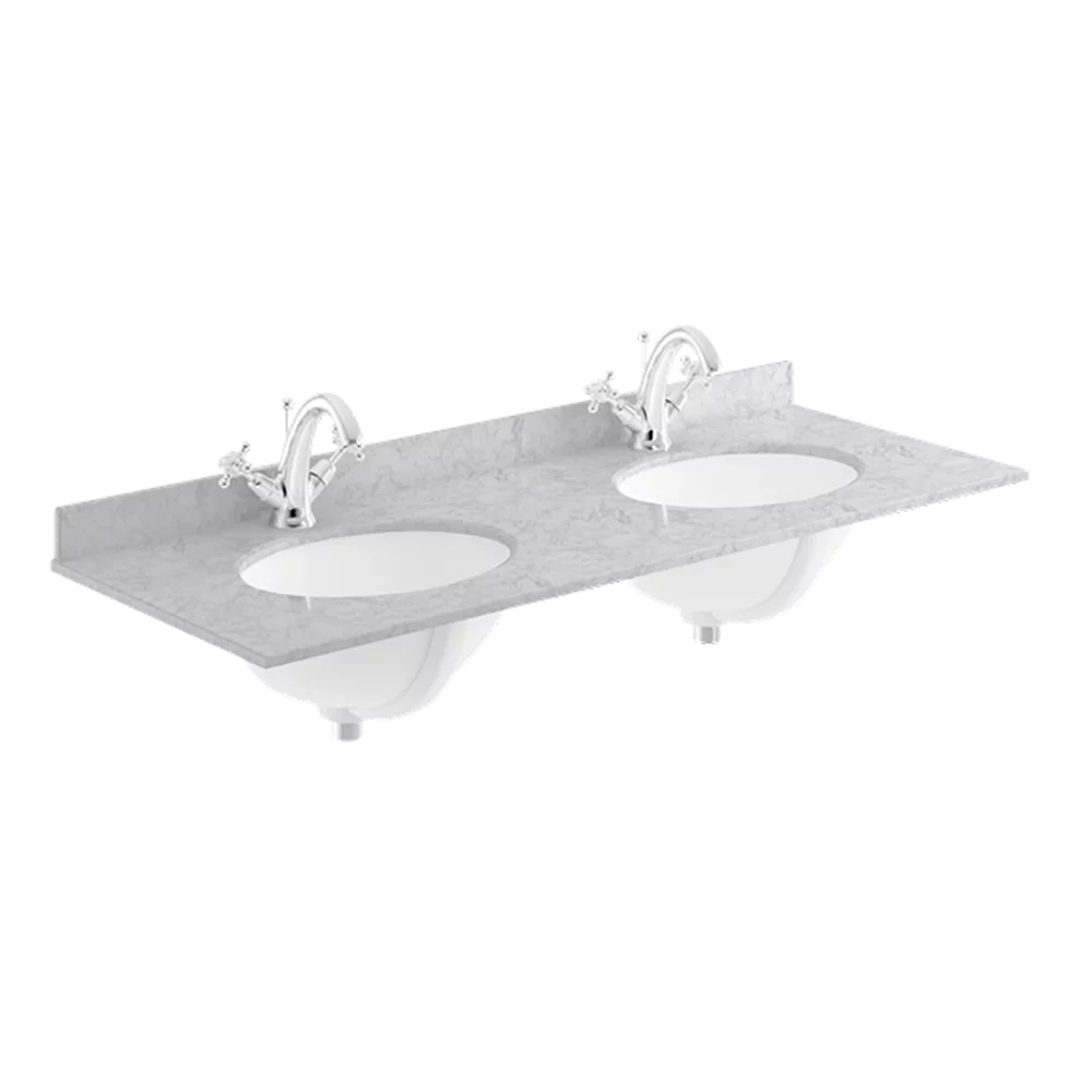 Bayswater 1200mm Grey Marble 1 Tap Hole Under Counter Twin Basin and Worktop