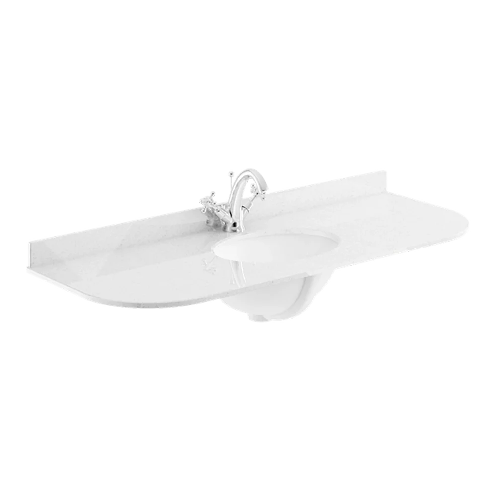 Bayswater 1200mm White Marble 1 Tap Hole Under Counter Basin and Radius Worktop