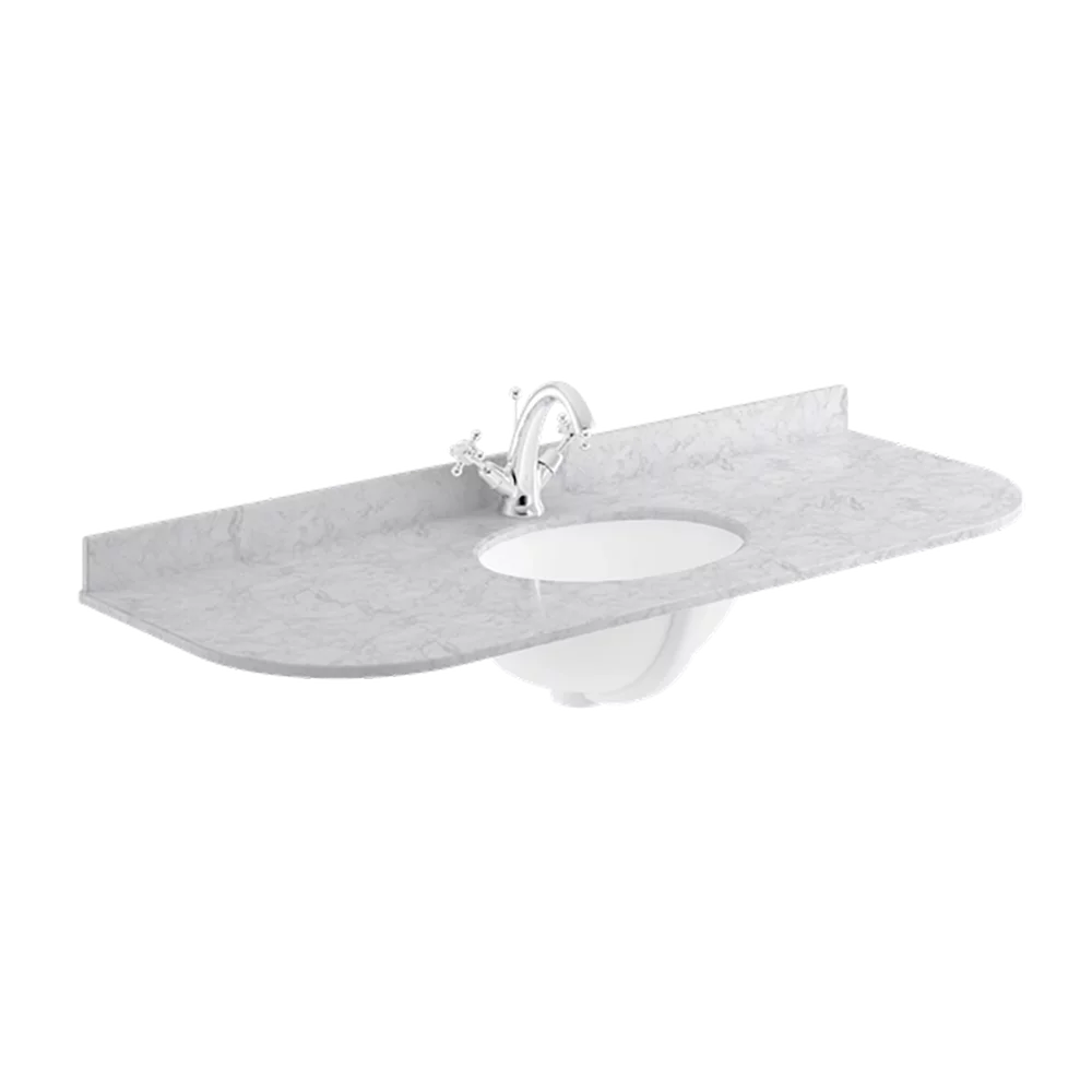Bayswater 1200mm Grey Marble 1 Tap Hole Under Counter Basin and Radius Worktop