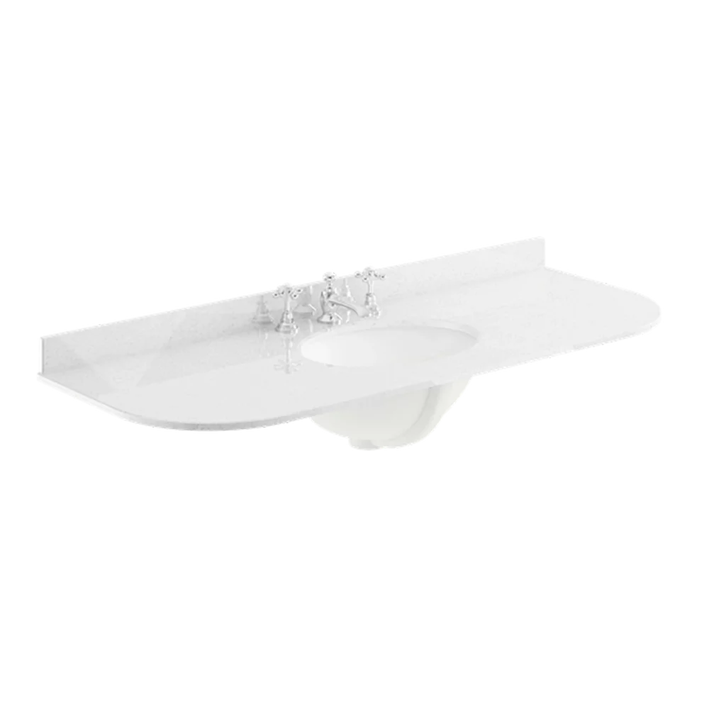 Bayswater 1200mm White Marble 3 Tap Hole Under Counter Basin and Radius Worktop