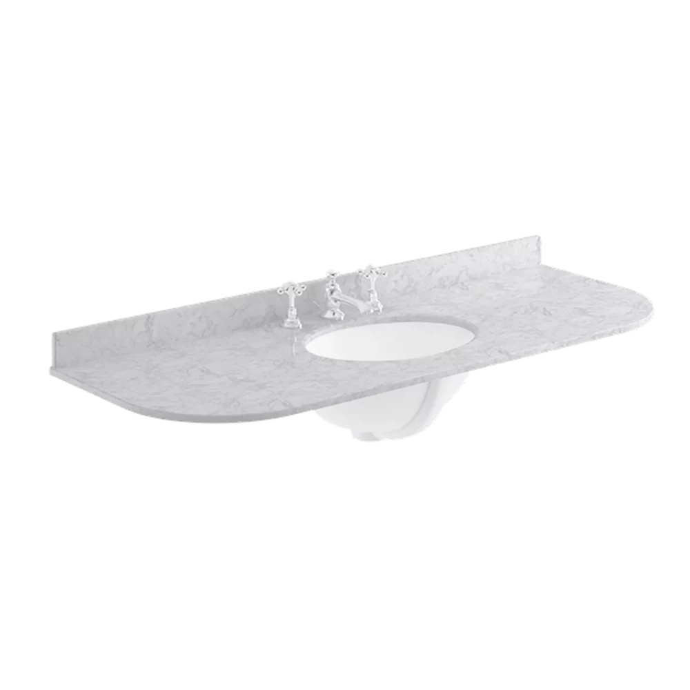 Bayswater 1200mm Grey Marble 3 Tap Hole Under Counter Basin and Radius Worktop