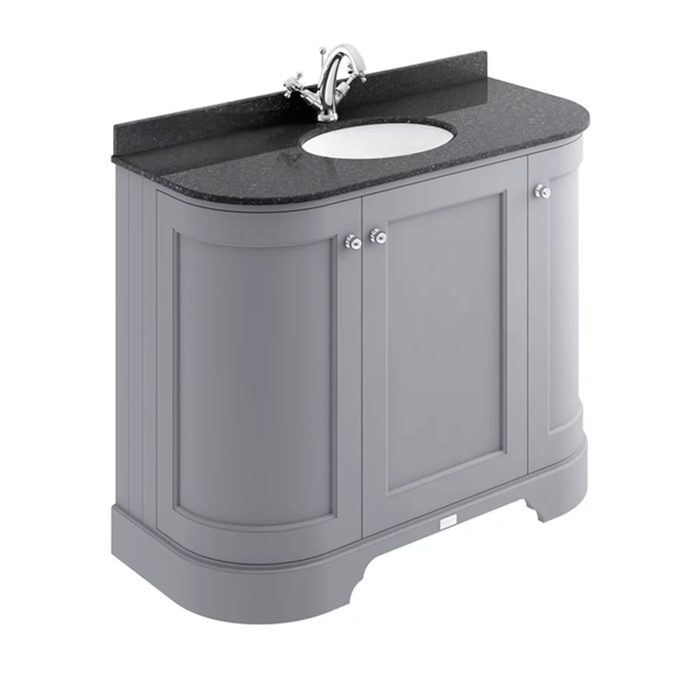 Bayswater Traditional 1000mm 3 Door Plummett Grey Curved Basin Cabinet